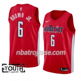 Barn Washington Wizards Tröja Troy Brown Jr. 6 2018-19 Nike Röd Swingman